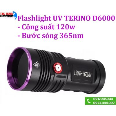 Đèn pin tia cực tím UV TERINO D6000 độ sáng mạnh 120w 365nm cao cấp chính hãng