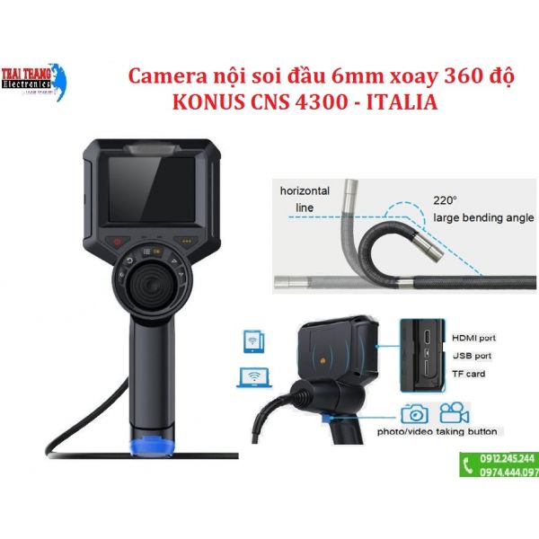 Camera nội soi ôtô ,xe máy , buồng đốt siêu nhỏ 6mm xoay 360, KONUS CNS 4300 ITALIA